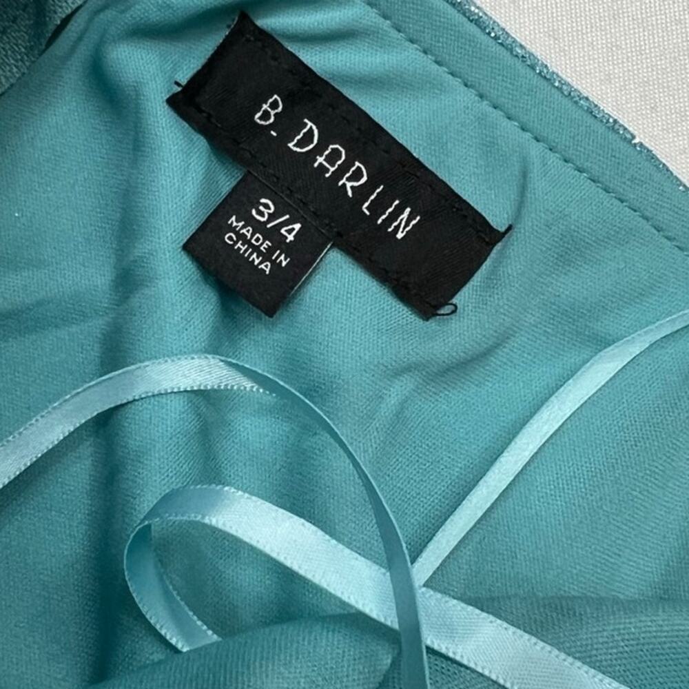 B Darlin Juniors 3/4 Turquoise Sparkle Strapless Homecoming Party Mini Dress NWT - Picture 10 of 12